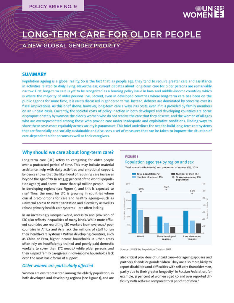 Longterm care for older people A new global gender priority UN
